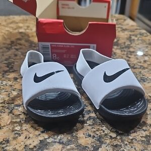 Nike Kids Slide Sandals - White and Black